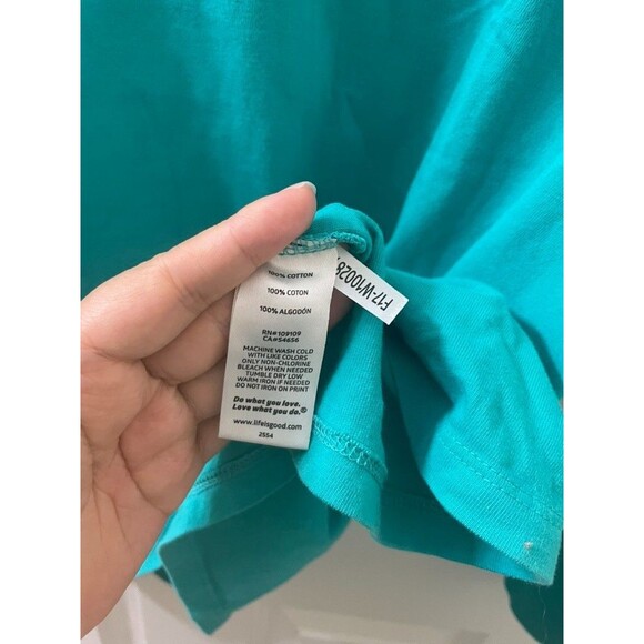 Life is Good Crusher Tee Women L Green Life Is Golden Retriever Dog V Neck - Picture 6 of 7